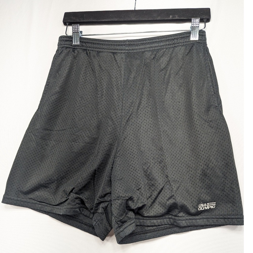 USA Olympic Mens Small Gray‎ Mesh Athletic Gym Shorts Elastic Waist Embroidered